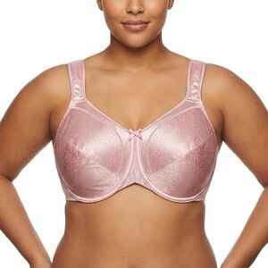 Bali Woman’s Full Coverage Pink Satin Leopard Print Underwire Bra — Size 42DDD